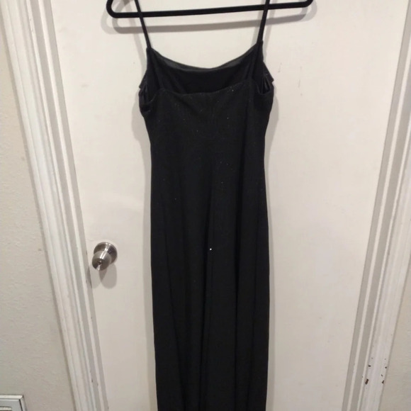 Karina Nites Black Sparkle Y2K Formal Black Maxi Dress Sz 10P-Fairy Whimsy Goth - Picture 6 of 9